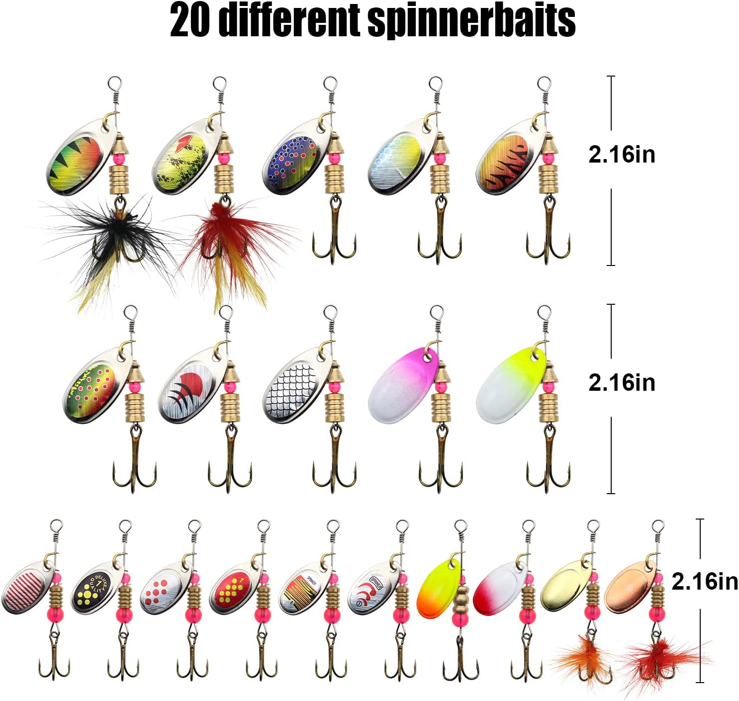 20Pcs Brass Spinner Spoon Fishing Lures