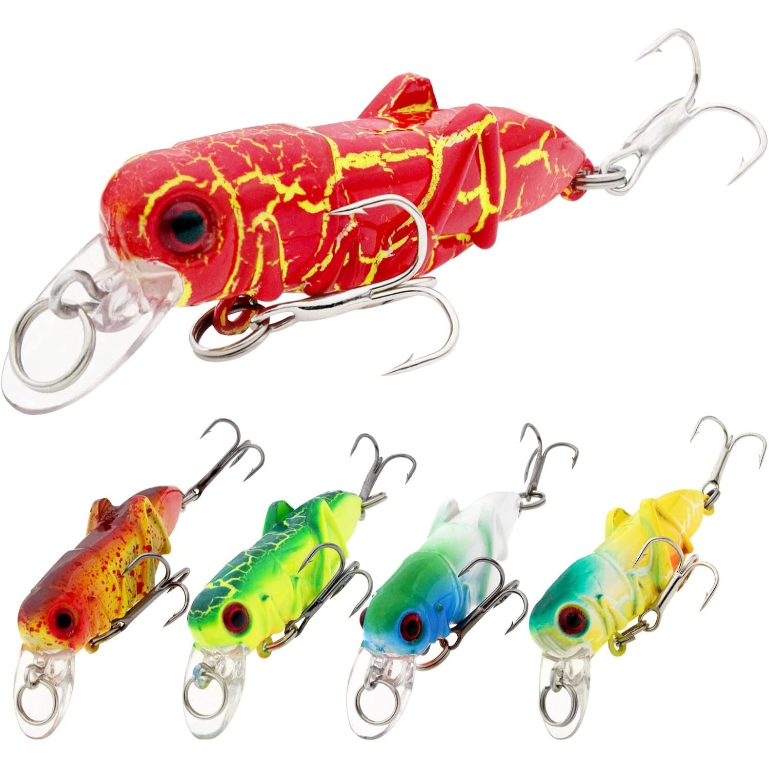 5Pcs Grasshopper Crankbait Hard Fishing Lures