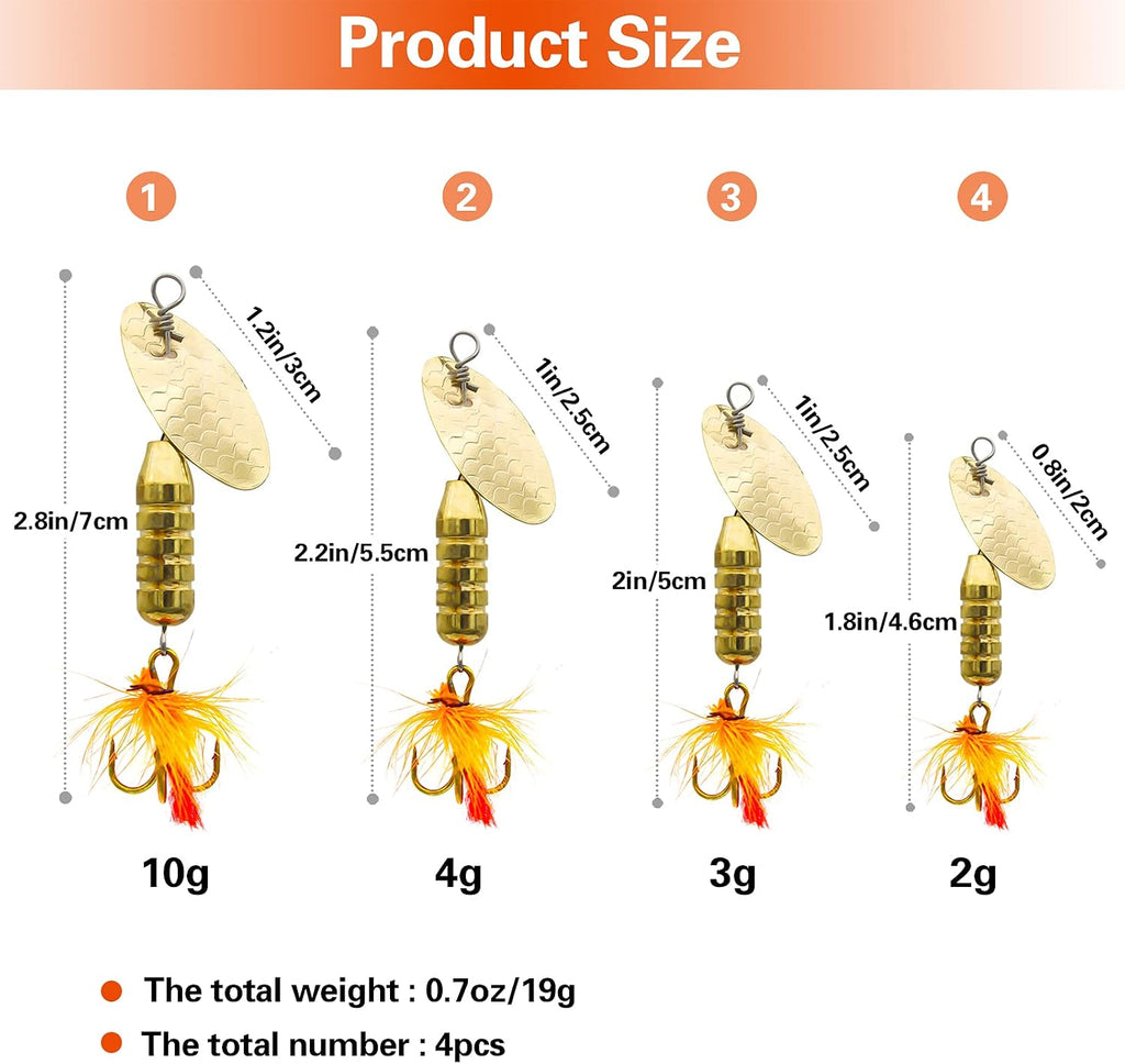 4Pcs Metal Spinnerbait Fishing Lures