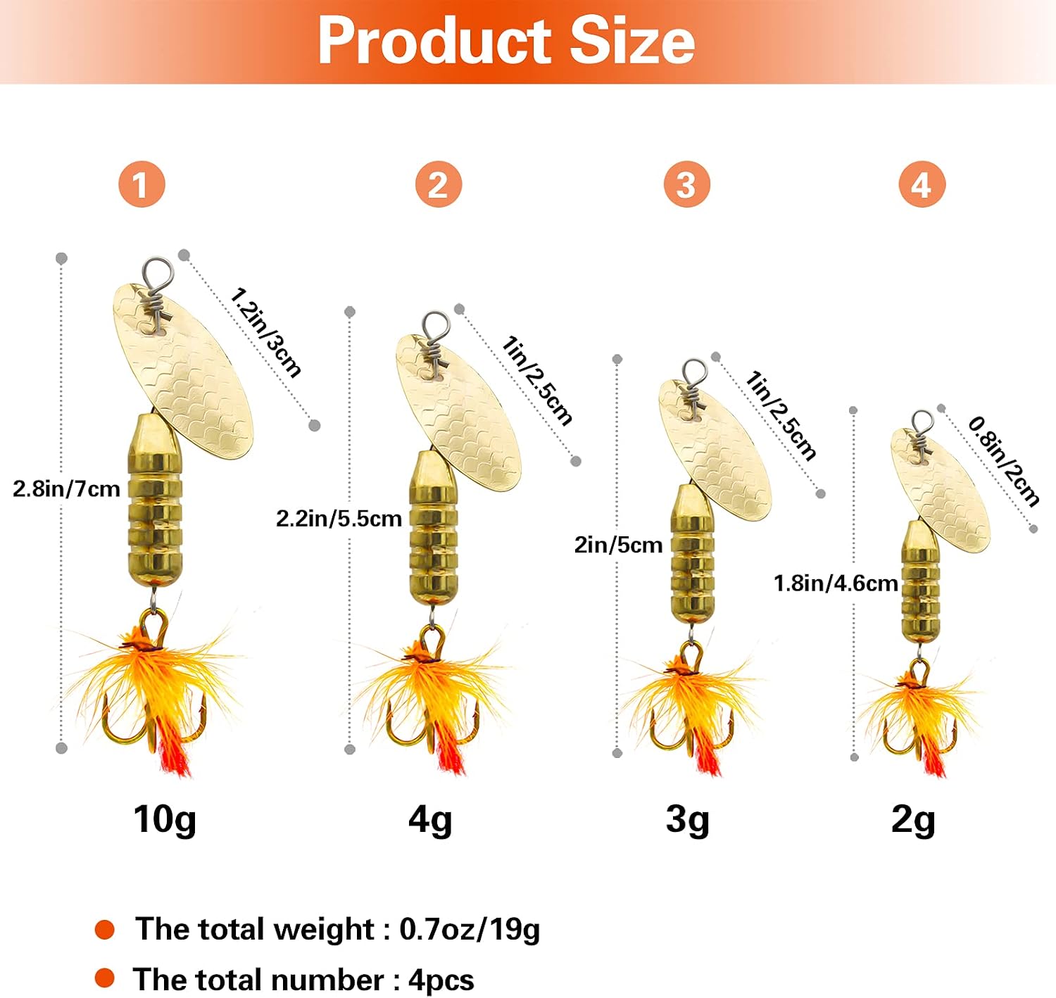 4Pcs Metal Spinnerbait Fishing Lures